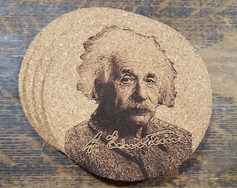 Albert Einstein Cork Coasters (Set of Four)