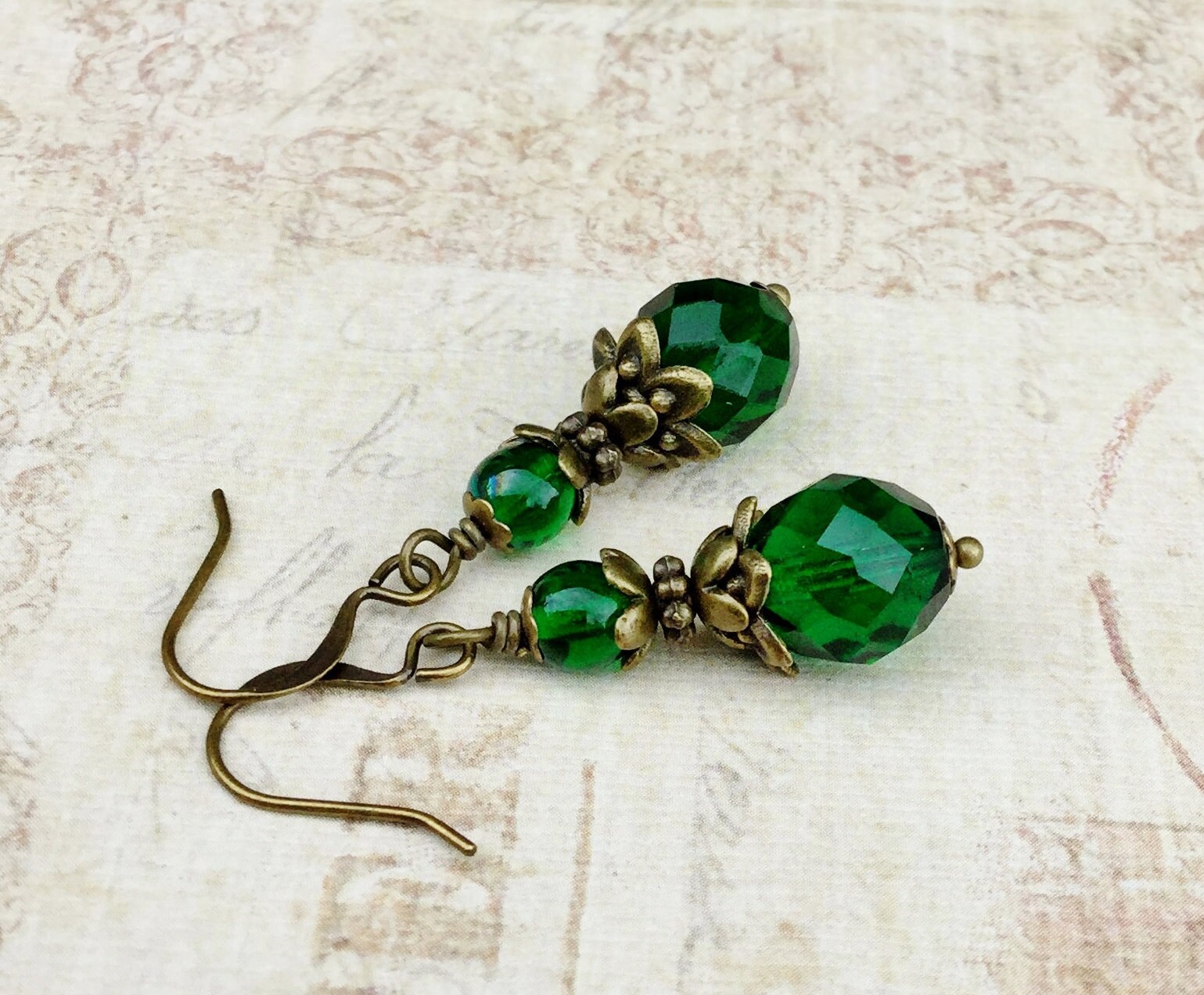 Victorian Earrings Emerald Green Earrings Green Earrings