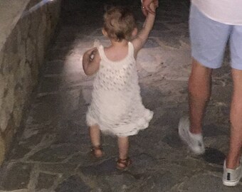 Chantilly Lace Sundress - Handmade Crochet Dress Age 12-18 Months in Cream Cotton
