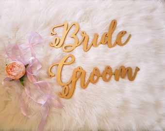 Bride Groom chair signs. Wedding chair signs.