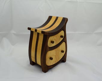 WOODEN JEWELRY BOX - Miniature furniture - bandsaw box - desk organizer - home decor - wood art - Original design by Simon Roy