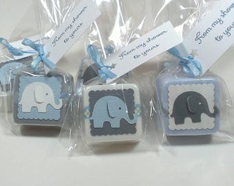 Baby shower favors for boys, elephant themed soaps - choose your own colors