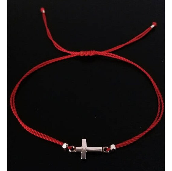 Red String Bracelet Sterling Silver Cross Sterling Cruz