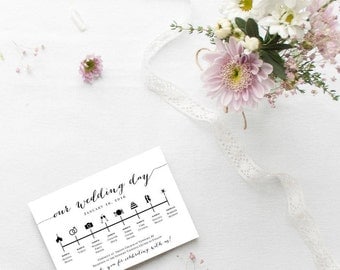 Wedding Day Timeline Printable *Custom* Listing - DIY - Digital Download - For Wedding Decoration, Welcome Bags 5x7 - Other colors available