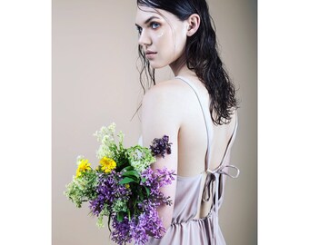 lavender dress, summer dress, open back dress, romantic dress, midi dress, everyday dress, birthday dress, vintage dress, comfy dress.