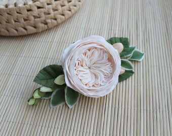 English rose Floral comb peony- rose Comb roses Peach wedding comb David Austin Rose Bride comb Bridesmaid hair freesia hypericum berries