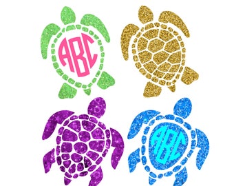 Sea Turtle Svg Sea Turtle Monogram Svg sea life svg under the sea svg svg files for Cricut Silhouette Vector cut files