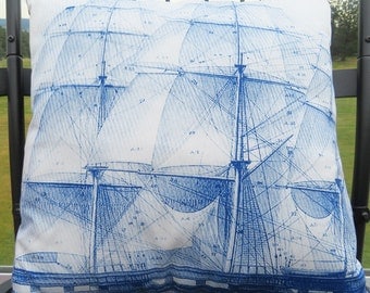 Custom Printed Pillow - Blue Sailboat