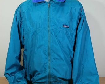 Men's Patagonia Fleece Jacket Coat Windbreaker - 90s Blue Vintage Retro Men's XL Made in USA