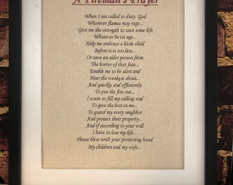 Firefighter's Prayer Fireman Tribute Gift For