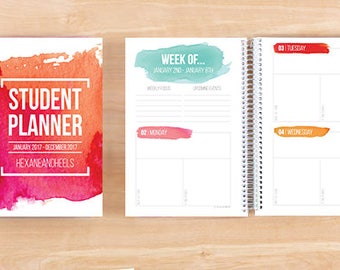 2017-2018 Printable Digital Student Planner – Half Letter – Digital Download
