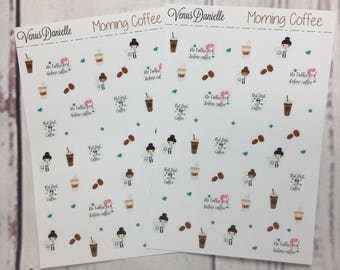 Coffee Planner Stickers, Coffee Stickers, Coffee Monday, Coffee Sticker, Small Planner Stickers, Traveler's Notebook