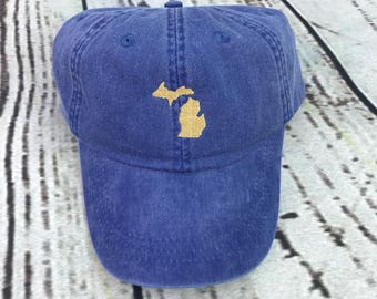 Michigan hat, State of Michigan baseball hat, Michigan baseball cap, Pigment dyed hat, State hat, Gameday hat, Filled state