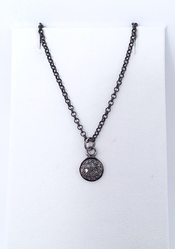 Tiny Diamond Disc Necklace Diamond Dot Necklace Dainty