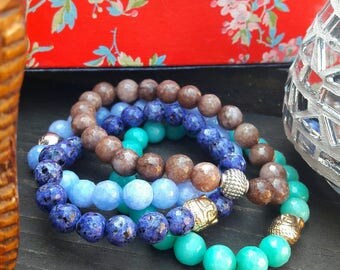 bracelet pour homme en pierres fines - marron