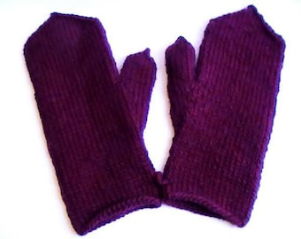 Women's mittens purple wide