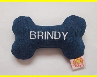 Personalized Dog Toy with Squeakers - Denim - Small, Medium, and Large Sizes