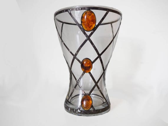 Vintage Glass Vase, Amber Vase, Vase, Flower Vase, Flowerpot, Glass Vase, Vintage Glass Vase, Centerpiece Vase, Retro Glass, Home Decor