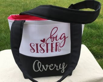Big Sister Gift - Big Sister Hospital Bag - Tiny Tote - Kid's Purse - Toddler Purse - Purse for Kids - Monogrammed Tote Bag