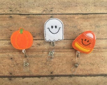 Halloween Badge Reel - Pumpkin Badge Clip - Ghost Badge Reel - Halloween Badge Clip - Id holder - Retractable Badge Holder - Fall Badge Reel