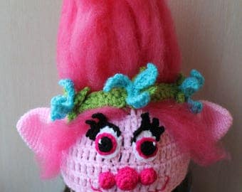 Girls Crochet Hat, Crochet Inspired Troll Hat (Poppy), Trolls Movie Poppy Hat, Princess Poppy Crochet Hat, Trolls Movie Hat, Trolls Costume