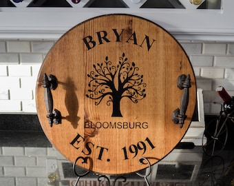 Personalized Wine Barrel Tray | Custom Serving Tray | Personalized Tray | Wedding Gift | Housewarming Gift | Rustic Tray