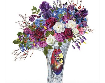 The Nightmare Before Christmas Undying Love lluminated centrepiece with floral bouquet and vase by The Bradford Exchange