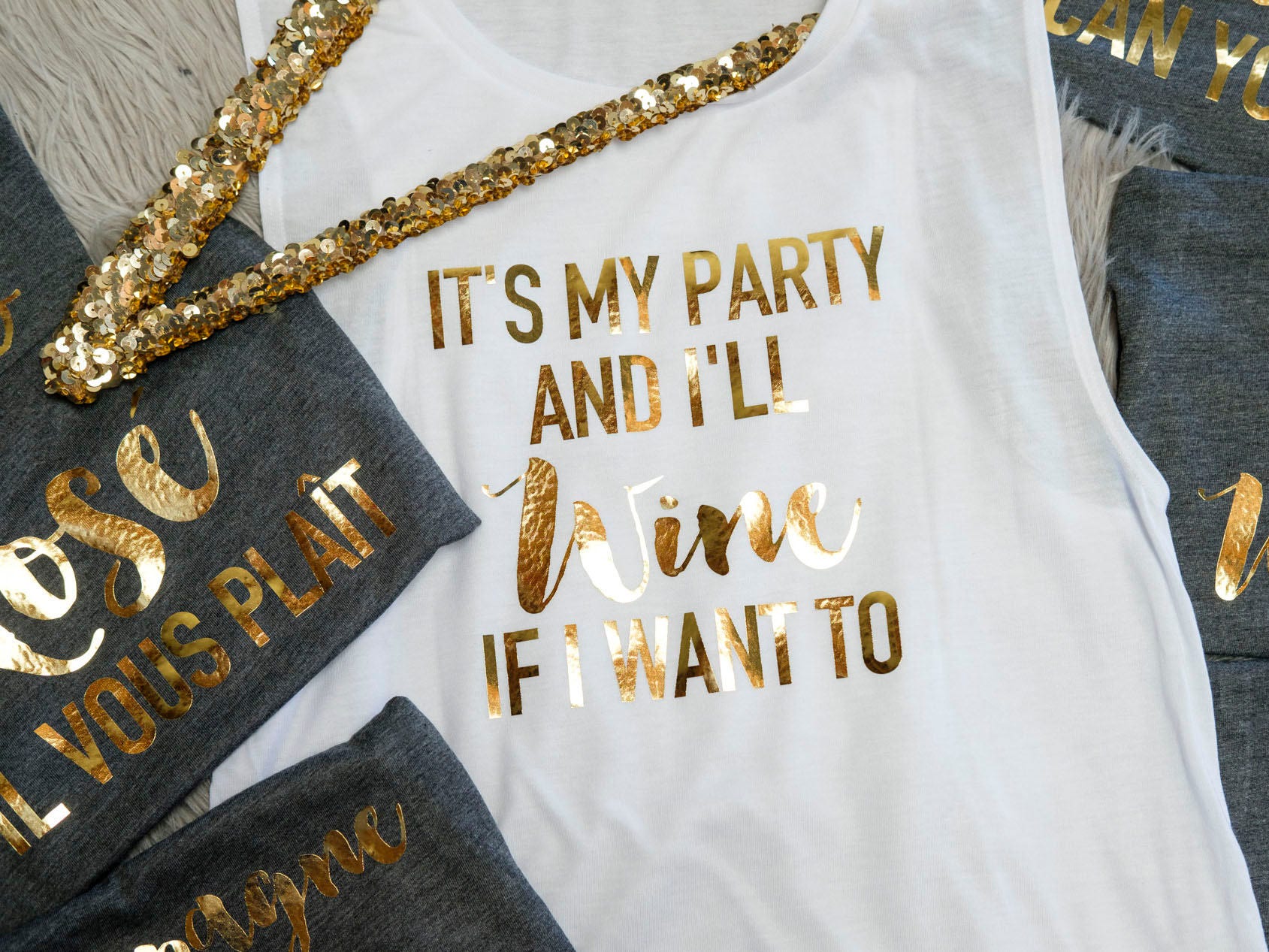 Bachelorette Party Shirts, Wine Lover Phrases Flowy Muscle Tank Tops // Bachelorette Party Shirts, Bridesmaids Shirts, Bachelorettes / 8803
