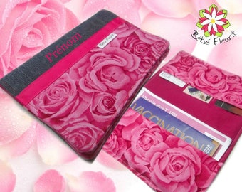 Immunization booklet health cover personnalized prénom rose coton