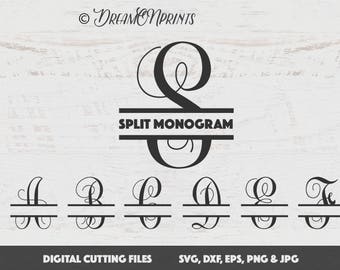 Split Monogram Svg, Split Letter Monogram, Split Font Svg, Split Alphabet Svg, Split Svg, Cricut, Silhouette Cut Files, Letters SVDL003