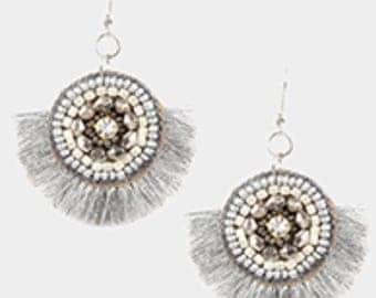 MG Tri Color Tinsel Tassel Earring