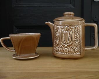Ceramic Coffee Pot with Matching Ceramic Drip/Pour-Over