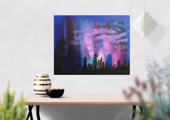 Northern Lights Art Aurora Borealis Art Original Wall