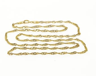 14k 1.8mm Pressed Rolling Curb Link Chain Necklace Gold 18"