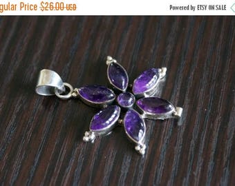 ON SALE Stylish Amethyst Star Silver Pendant