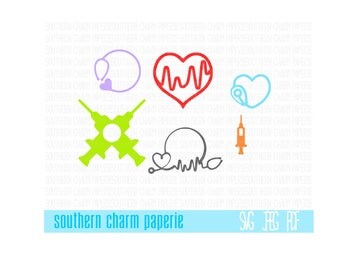 NURSE Medical Instruments Doctor Stethoscope SVG Cut File Registered Nurse Licensed Medic Hospital Nursing Profession