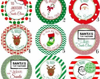 Santa labels | Etsy