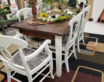SOLD Vintage Farmhouse Dining Table Chairs Shabby Chic Dining Set SOLD