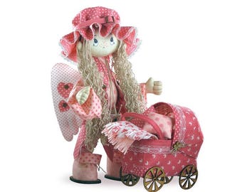 Doll sewing kit Angel - Nova Sloboda; Kit to make doll; Girl's birthday gift; Handmade doll; carcass doll; Textile Doll with stroller