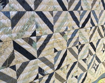 ON SALE Summer in the park quilt- modern quilt- full size quilt- queen quilt- twin quilt- homemade quilt- full quilt- Moda True Blue- full s