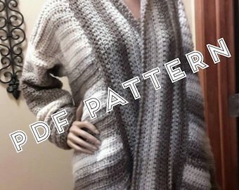 Crochet Pattern women's oversized sweater Brandi Cardigan Digital Download PDF Bulky yarn Pattern Only