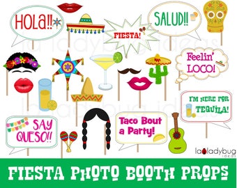 Fiesta Photo booth props. Printable Fiesta mexicana photo props. Fiesta selfie station. Fiesta Mexicana props for pictures. PDF file