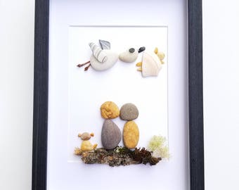 Pebble art expecting parents gift, Unique baby shower gift, pregnancy congratulations, expecting parents gift, Stork delivery baby art