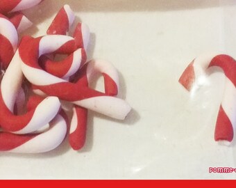 set of 20 cabochons Christmas candy cane red and white gift