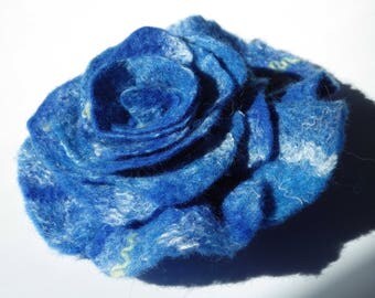 ROSE BROOCH, Felted flower brooch, Flower brooch, Blue Rose, Merino felted Jewelry, Jewelry handmade, Lightweight brooch