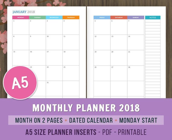 free printable 2018 monthly planner