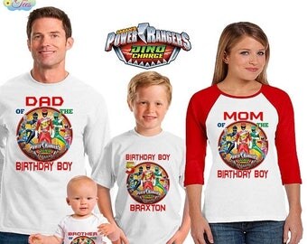 15% Off Power Rangers inspired family birthday theme shirt/power ranger dino charge birthday shirt/vacation shirt/dino charge power rangers