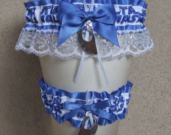 Star Wars Garter Set I Love You I Know Han Solo Princess Leia Movie Geek Nerd Something Blue Royal Navy White Silver