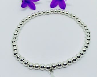Sterling silver star beaded stacking bracelet