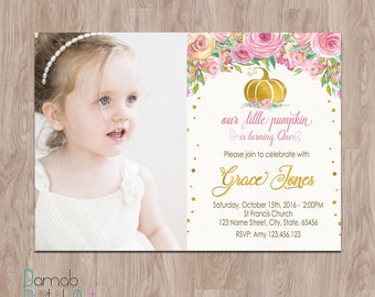 PUMPKIN BIRTHDAY INVITATION Photo, our little pumpkin is turning one invitation, our little pumpkin birthday invitations, first birthday